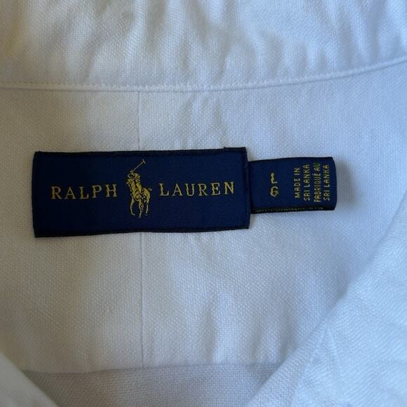 Ralph Lauren Mens button down Shirt L Short Sleeve cuffed RARE Slim fit see pics - Picture 10 of 11